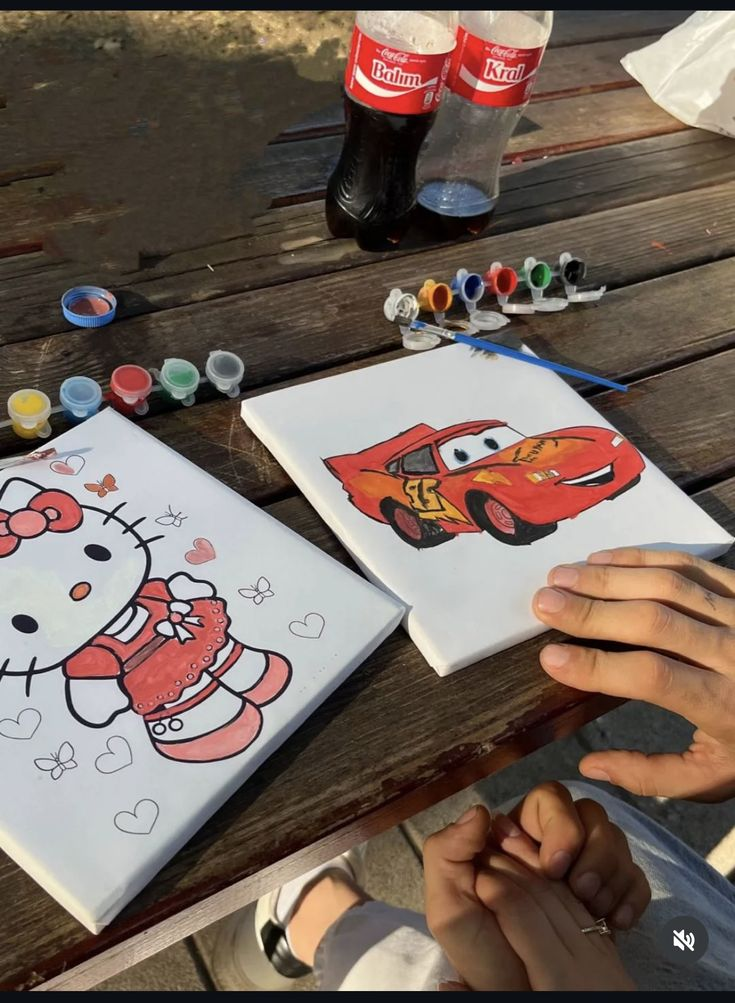 Two paintings made during a creative date